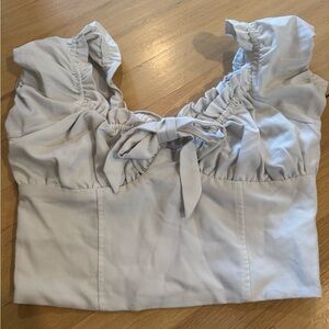Women's Light Gray Ruffle Tie-Front Camisole